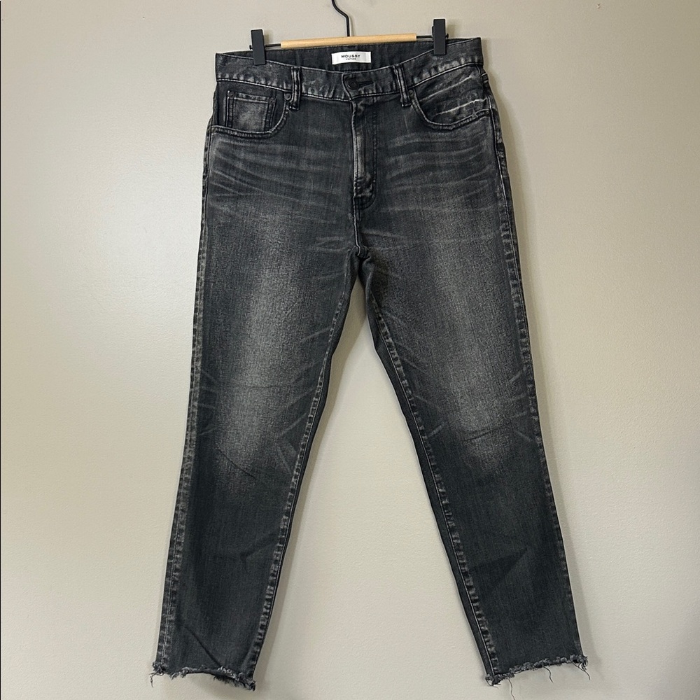 Moussy Vintage Straight Leg Jeans Size 29 Black Tapered Faded High Rise‎